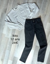 Ikks 12 ANS FILLE : pull gris nacré et Jean hiver tbe