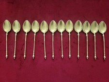 CHRISTOFLE : 12 cuillères à moka anciennes , métal doré , poinçon  balance 1937