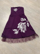 Robe bustier violette avec motif floral blanc, taille 36, marque Modatoi