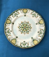 assiette émaux de LONGWY signé Décor vert rehaussé à l'or fin Céramique Faience