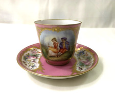 ancienne tasse en porcelaine de Sèvres signé XVIIIeme 1753 lettre A Décor rose