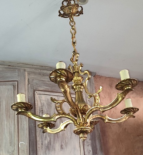 Lustre bronze massif et - bronze,