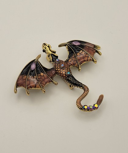 Broche dragon dore marron - dore,