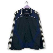 Veste Coupe-Vent Adidas Vintage Noire Et Bleue Années 2000 - Taille 180 Homme