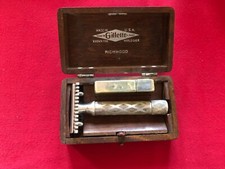 rasoir rasage GILLETTE RICHWOOD 1920 tres rare antique razor + boite BOX lames