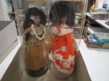 CA254 ANCIENNE POUPEE MAREVA TAHITI AVEC BOITE VINTAGE LOT DE 2  TAHITIENNE