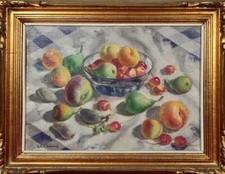 NATURE MORTE DE FRUITS. HUILE SUR TABLE. ANTONI VIDAL ROLLAND. XX SIÈCLE.