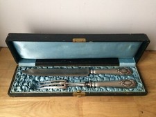 ancien service à gigot manches en argent fourré Minerve, monogrammes, en coffret