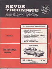 REVUE TECHNIQUE AUTOMOBILE:   MATRA - SIMCA  " BAGHEERA". N° 341 - 74/75.