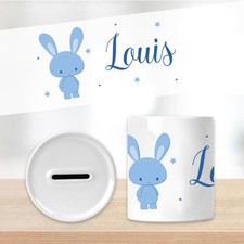 Tirelire lapin bleu
