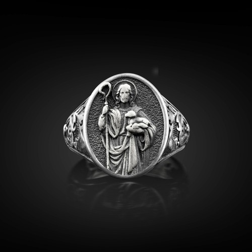 Bague chevalière religieuse