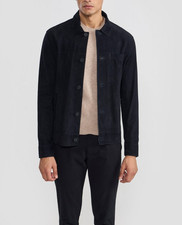 Veste chemise homme en cuir daim noir décontractée sur mesure taille S M L...