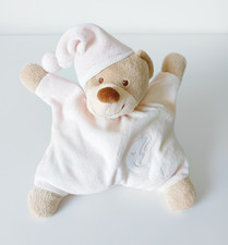 Peluche/Doudou Semi Plat Grelot Ours Rose Lune Étoile 20cm  - Bout'chou Monoprix