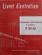 Livret D'entretien Faucheuse Universelle À Tracteur Mc Cormick F21-U. CIMA 1960