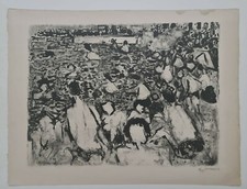 Les baigneuses au bords du lac Cottavoz 1950 Lithographie Originale Abstrait	