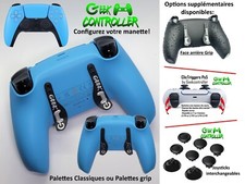 Manette Sony Ps5 Starlight Blue + Palettes Classiques/Grip type Burn/Scuf/Geek