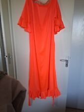 robe de soirée orientale longue en satin orange "t- 46-48" neuf