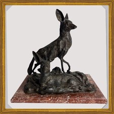 BRONZE ANIMALIER - COUPLE DE FENNECS  - SOCLE MARBRE - EPOQUE 1930