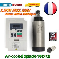 【FR】65MM CNC Spindle Motor 1.5KW Air Cooled ER11 24000rpm + Inverter VFD CNC Set