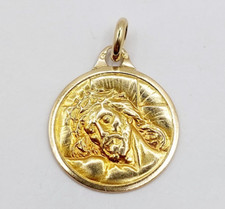 Médaille religieuse vintage or 18k jésus christ crucifié