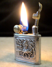 Briquet Ancien [  MYON 201 Guerre Indochine  ] Silver Fuel Lighter Feuerzeug