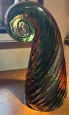 Murano Sommerso Presse Papiers Sculptural Verre Double Couche Vert Orange