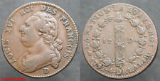 France Royale ! LOUIS XVI, 12 deniers 1792 D, Lyon, très bel état