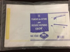 25 PLANCHES 25 ETIQUETTES BLANCHES BORD COULEUR  ASS. DOSSIERS SUSPENDUS TIROIR