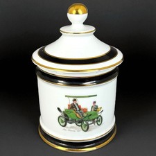Vintage Pot à Tabac Porcelaine Limoges France Voitures Pope 1907 Duryea 1893