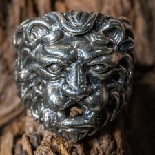 Lion Tête 925 Bague Argent