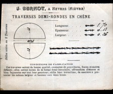 NEVERS (58) SCIERIE / TRAVERSES de CHEMIN DE FER "J. BERNOT" Commande en 1894