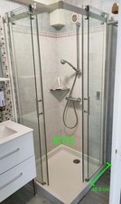 Parois douche carrée accès d'angle droit, portes coulissantes, verre transparent