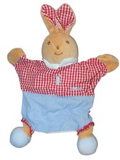 Doudou marionnette lapin bleu