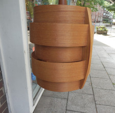 Suspension 60S Hans-Agne Jacobbson Pour Ellysed Lampe En Bois Suède Vintage