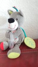 doudou peluche d'activité loup gris minimi 25 cm vertbaudet