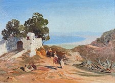 Tableau ancien orientaliste huile Pierre Thuillier (1799-1858) - Paysage, 1840