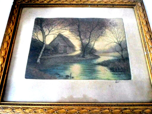 Lithographie cadre doré