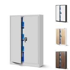 Armoire de Bureau Métallique avec 3 Etagères Tôle d'acier Portes Battantes