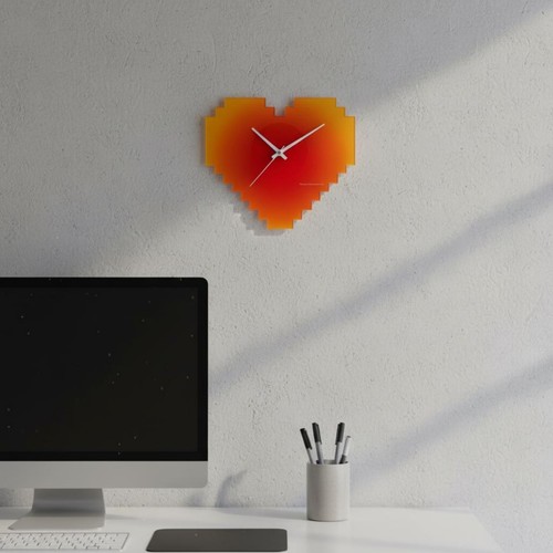 Horloge murale cœur pixel - horloge,