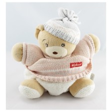 Doudou ours patapouf pull laine rose bonnet KALOO - 14475