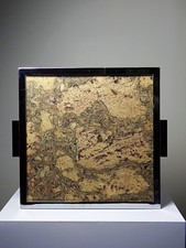 Plateau mid-century chic Chrome, Liège et plaque de verre années 70