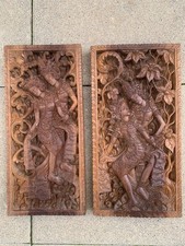 Lot 2 BAS-RELIEF anciens en bois - Souvenir rapporté du SIAM devenu Thaïlande