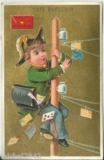 Chromo café Barlerin enfantina Poste télégraphiste facteur lettre carte à jouer 