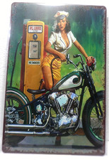 PLAQUE METAL Tôlée VINTAGE 20X30 PUBLICITE  MOTO GARAGE PIN-UP    NEUF NV2