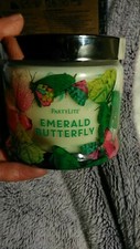 Partylite 3 wick jar candle NIB 13.2 oz Emerald Butterfly $27