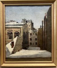 Muraton Tableau Impressionniste 19eme Toits Parisiens Sous La Neige, Circa 1880