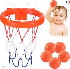 Jouet de bain pour bébé:5 balles sans trous+panier de basket à forte ve
