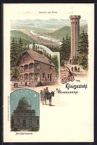 Lithographie heidelberg vue - heidelberg,,