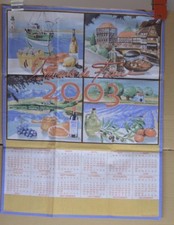 ANCIEN TORCHON CALENDRIER ANNÉE 2003 DECO NOEL PA CPA PTT LA POSTE TAPISSERIE
