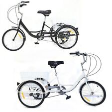 Tricycle Adulte Vélo à 3 Roues 8 Vitesses Panier De Course Arrière Bicyclette FR